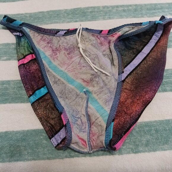 RARE VINTAGE 1" HOM SWIM BRIEF, SIZE 32", PURPLE STRIPE PATTERN (*) (Pre-Owned) - Picture 6 of 8